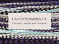 Purple and Blue 5 Hair Feather Extension Kit 20-25 cm / 9-11''