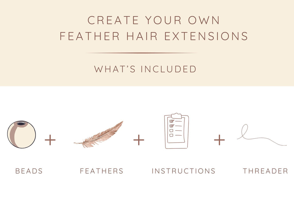 DIY Kit 5 Feather Hair Extension, 20-25 cm / 9-11''
