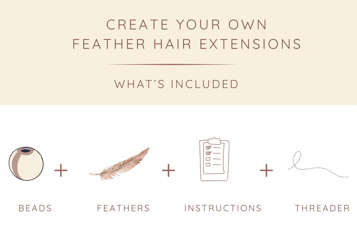 DIY 5 Feather Hair Extension Kit, 6-25cm / 6-15''