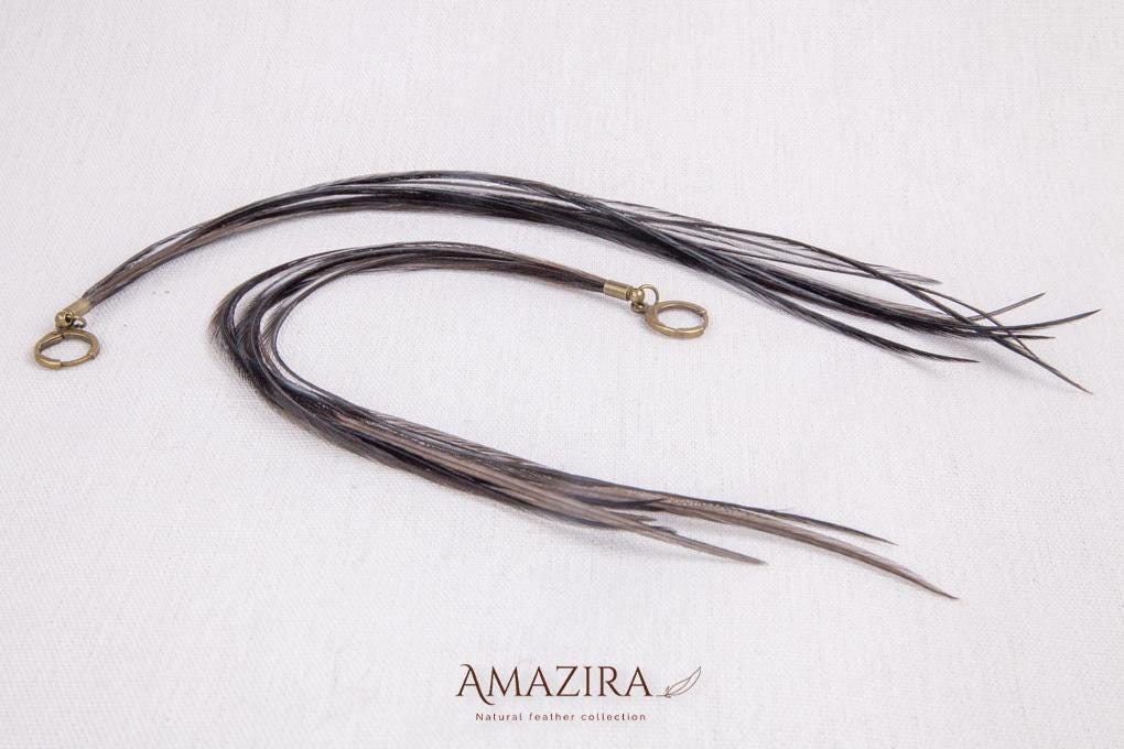 Black Long Natural Feather Earrings
