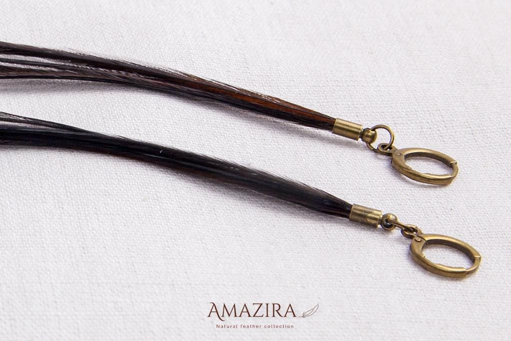 Black Long Natural Feather Earrings