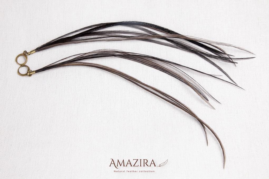 Black Long Natural Feather Earrings