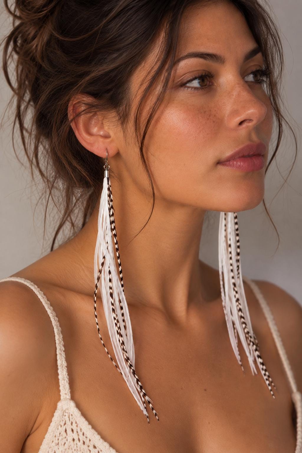 Natural white Bohemian statement earrings