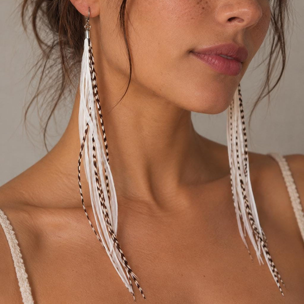 Natural white Bohemian statement earrings