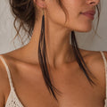 Black Long Natural Feather Earrings