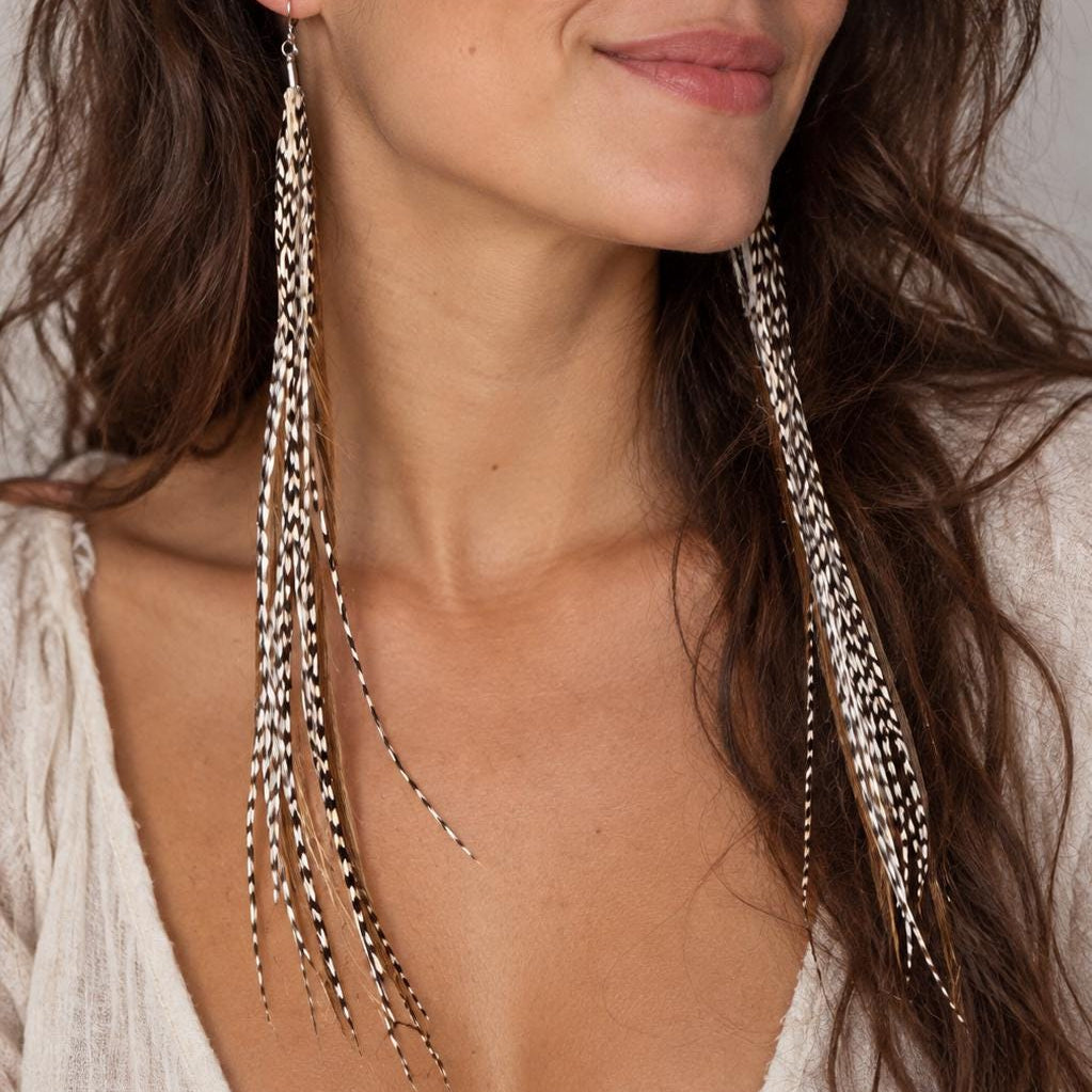 Grizzly feathers earrings
