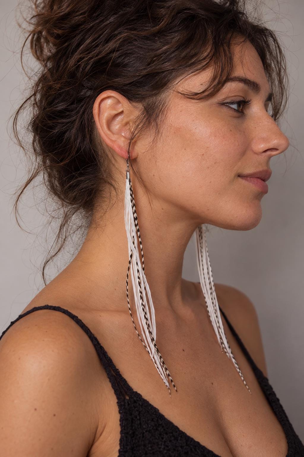 Natural white Bohemian statement earrings