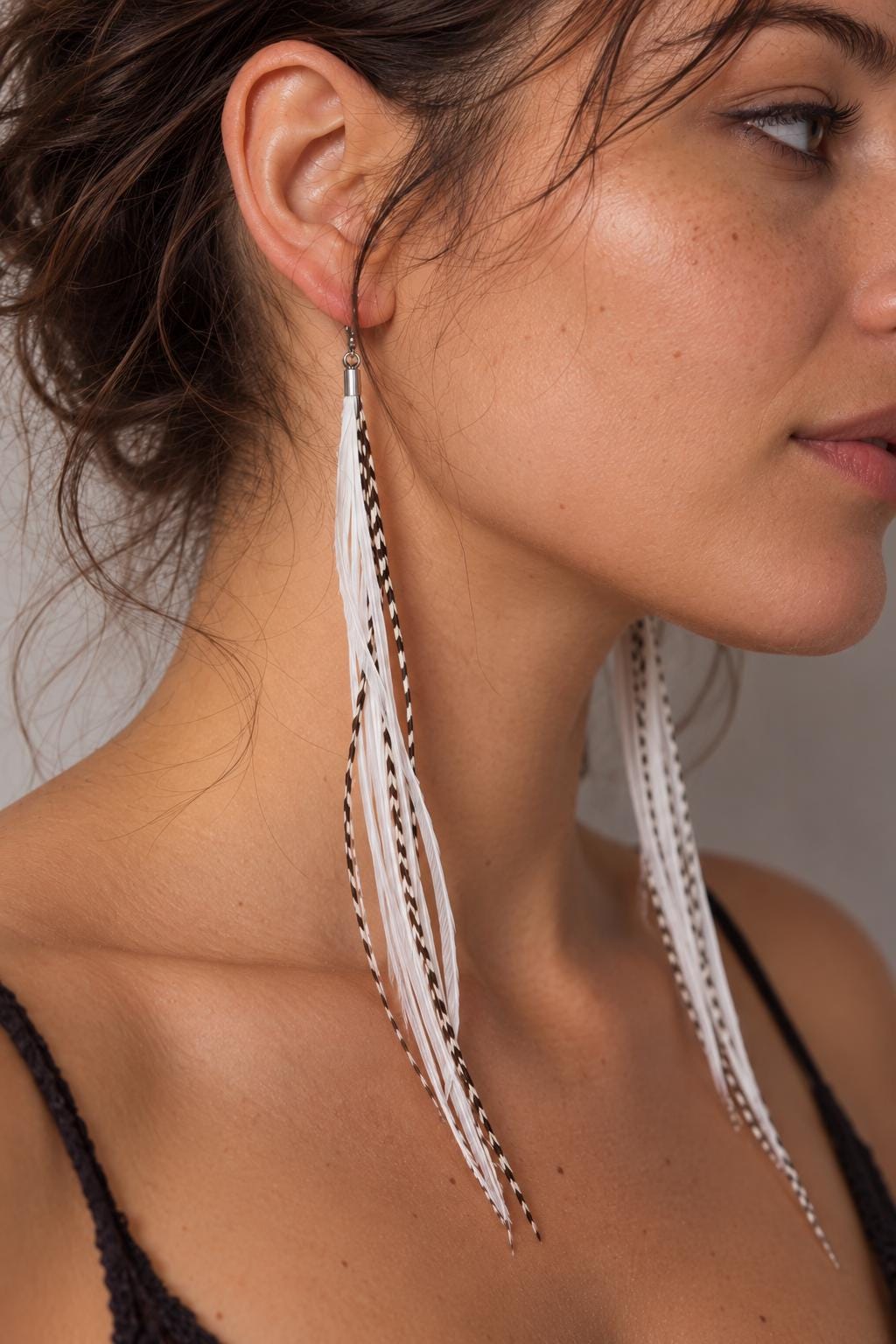 Natural white Bohemian statement earrings