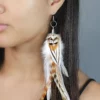 Ginger white owl earrings - Image 3